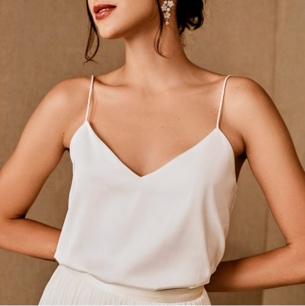 Catherine Deane | Bridal Elegant White Spaghetti Strap Top